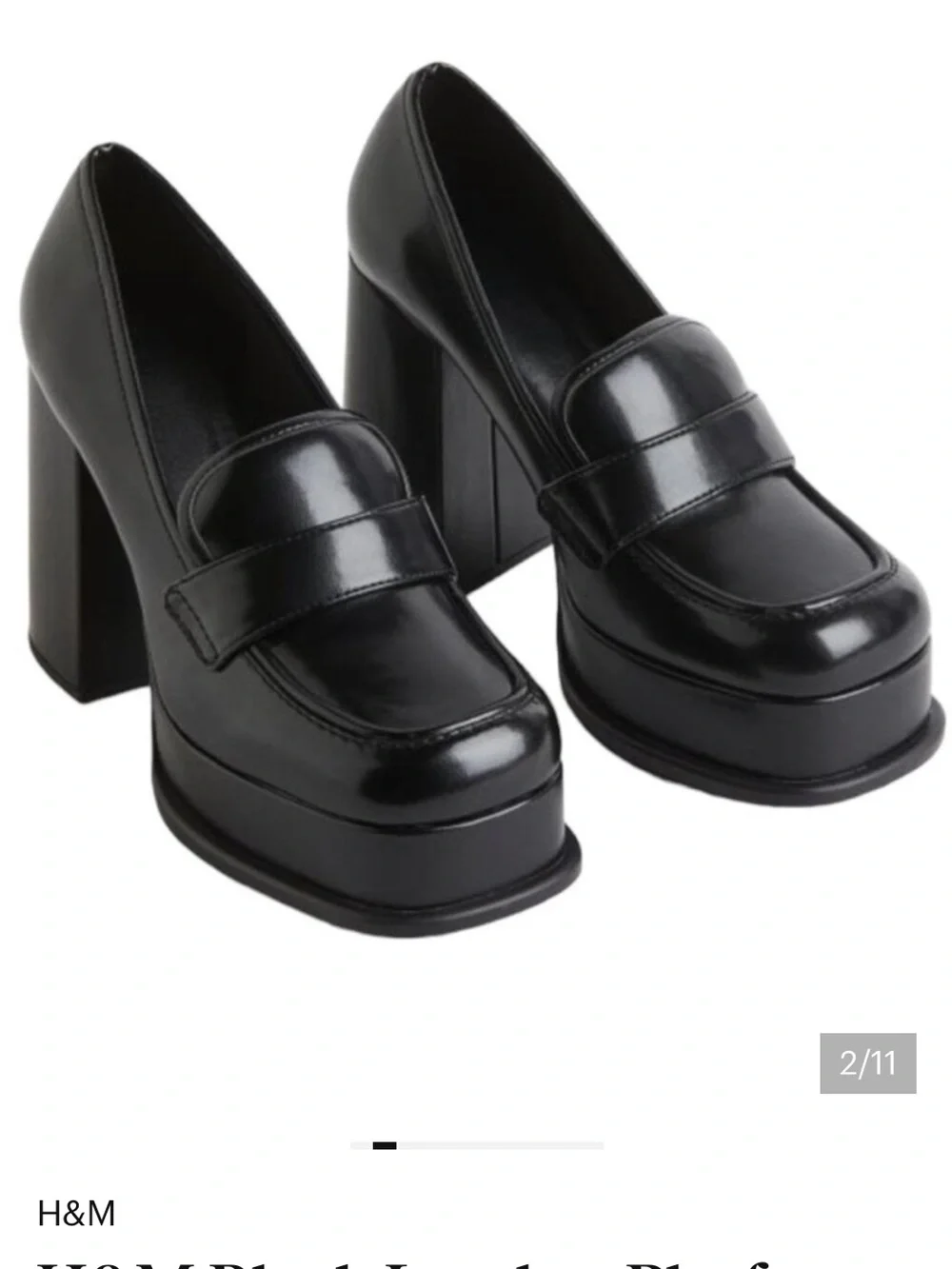 H&M Black Platform Block Heel Loafers Sz 40 9